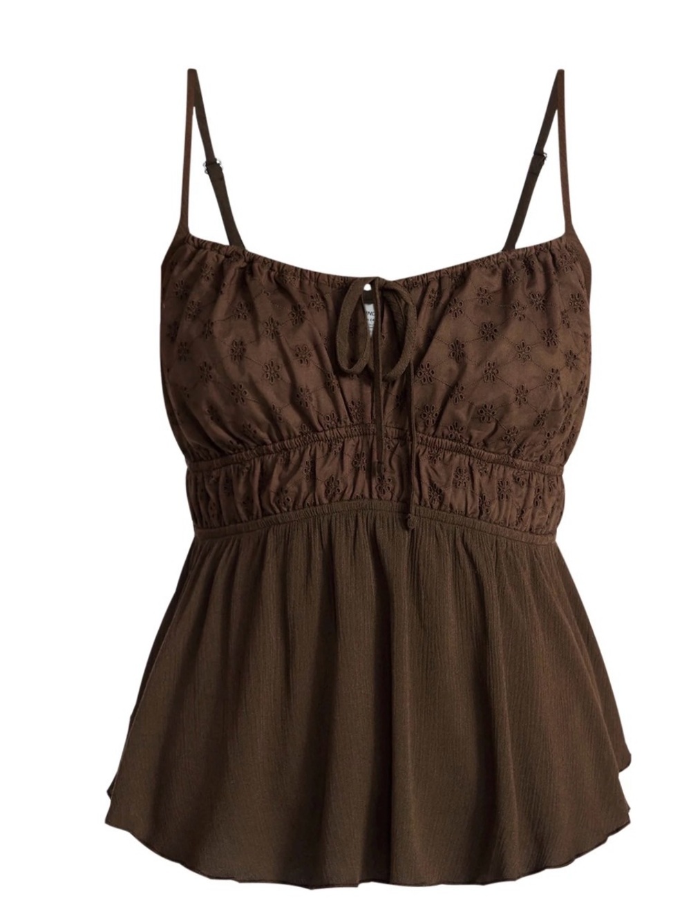 Brown Eyelet Tie-Front Camisole